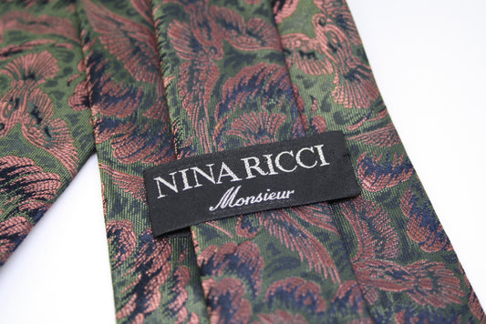 Nina Ricci Monsieur tie with a bird pattern on a white background