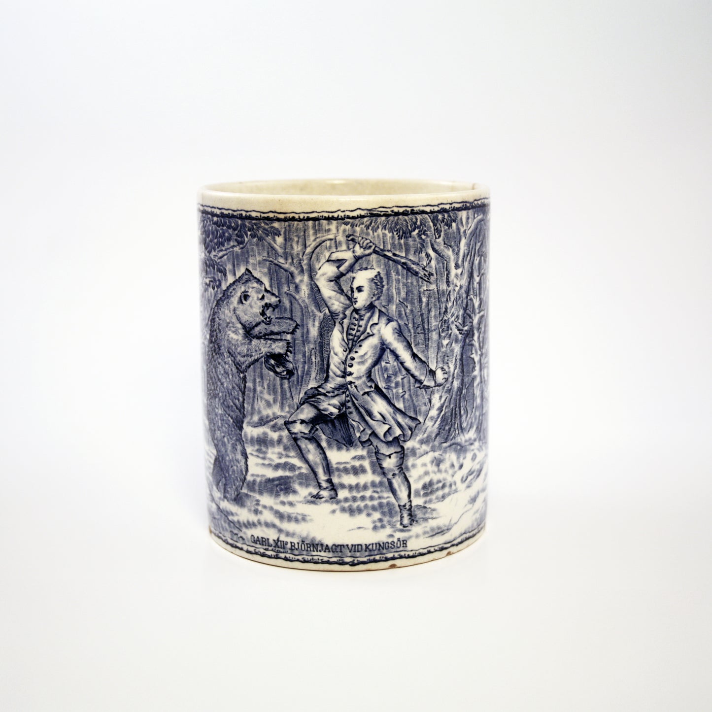 Rörstrand Creamware Tankard – King Charles XII Bear Hunting at Kungsör