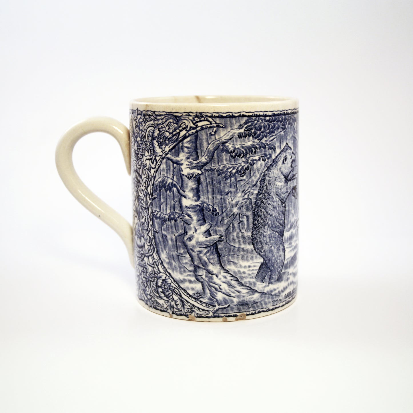 Rörstrand Creamware Tankard – King Charles XII Bear Hunting at Kungsör