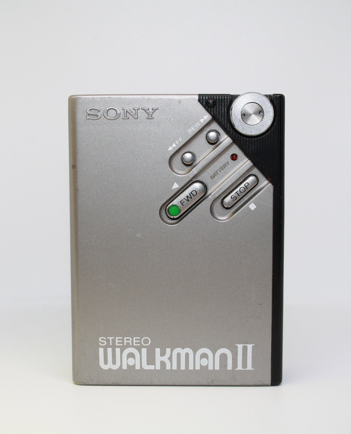 Silver Sony Walkman II on a white background